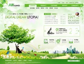 漂亮的一个大树!韩国清爽绿色主题企业公司PSD模板下载-