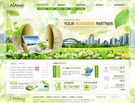 韩国绿色环保设计-电脑PC产品展示网站PSD模板