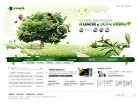 漂亮大绿树！韩国环保类企业公司集团网站PSD模板