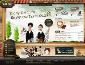 韩国红瓦房店铺卖咖啡食品的情侣PSD模版下载