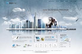 商业帝国-韩国大型投资集团企业网站PSD模版，里面有许多高楼大厦与商业楼，比较适合做商业银行投资类网站。导航也比较简单。