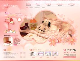韩国可爱儿童家纺床上用品布艺网站PSD模板下载