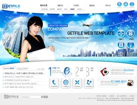 韩国蓝色企业网站PSD