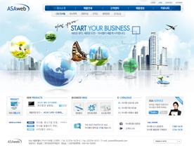 韩国企业公司集团网页设计PSD分层-蓝色