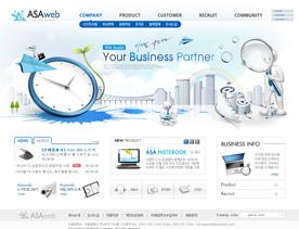 韩国漂亮蓝色互联网企业网站网页PSD模板下载