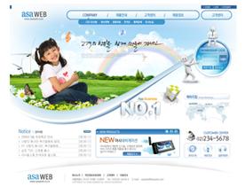 韩国天蓝色调儿童教育网站PSD