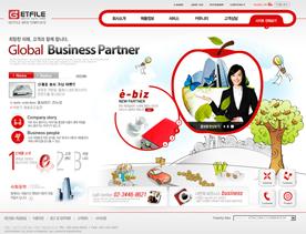 韩国红色漂亮企业模板PSD下载