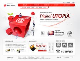 韩国经典红色企业公司网站PSD模板