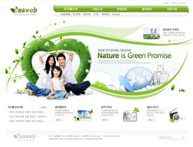 韩国企业集团网站PSD模板下载-幸福一家-心型树